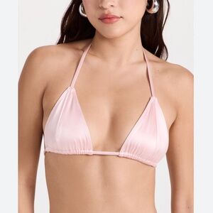 NWT Good American satin bubble gum pink bikini top and bottom set
